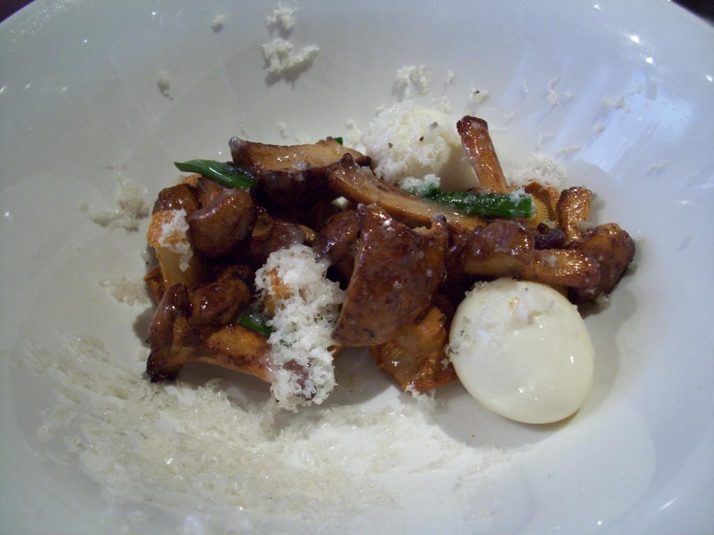 Chanterelles with Bone Marrow Shavings at Momofuku Ssäm Bar in New York