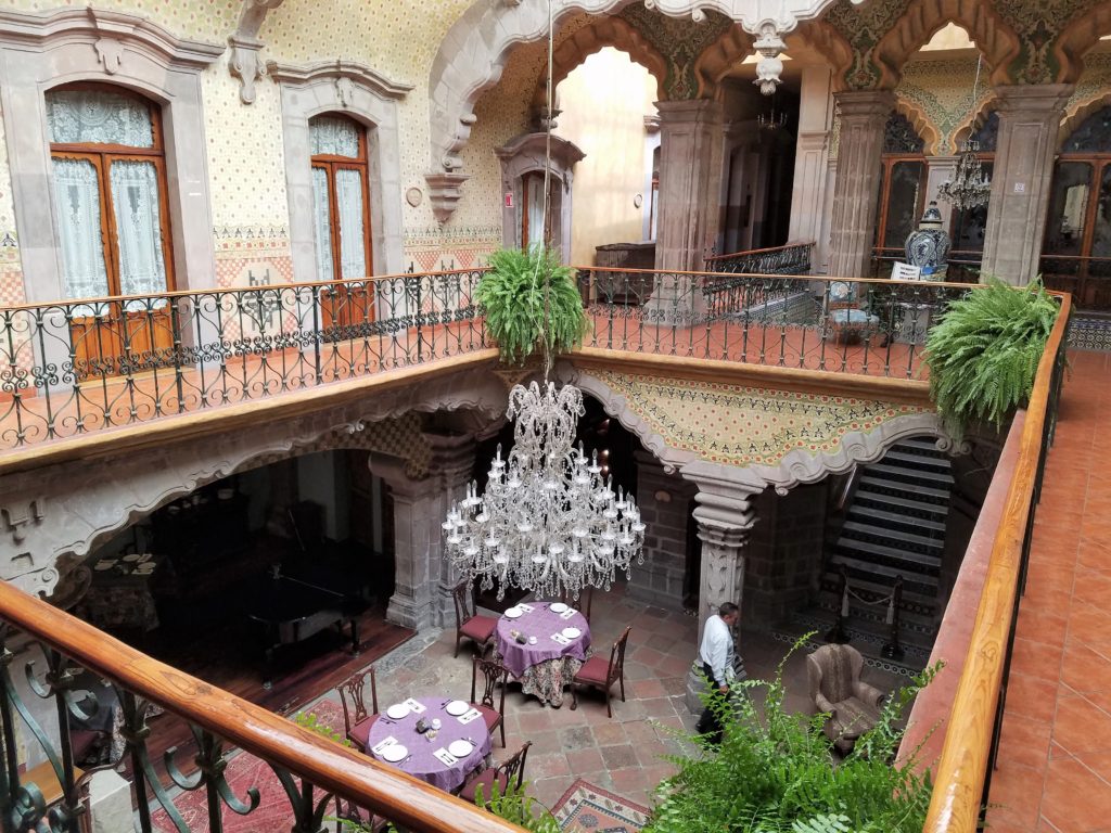 Inside courtyard from above of La Casa de la Marquesa, Queretaro, Mexico