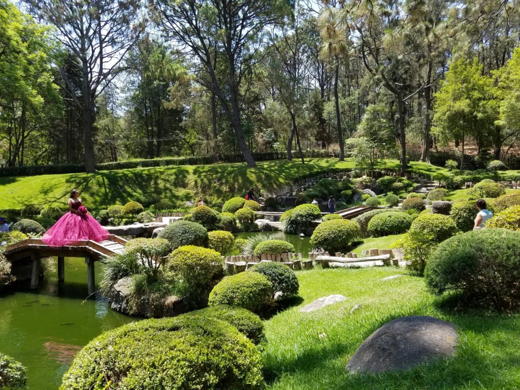 Quinceanera photo shoot in the Japanese Garden, Guadalajara, Mexico