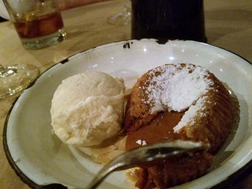 Caramel lava cake at La Docena Oyster Bar & Grill in Guadalajara, Mexico