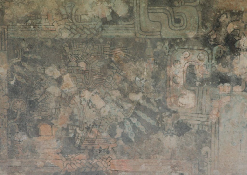 One of the frescos on the Temple, Tulum, Mexico