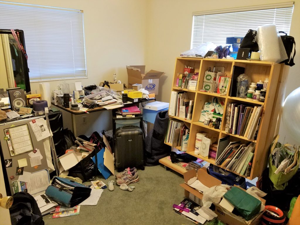 Messy room before the packing begins