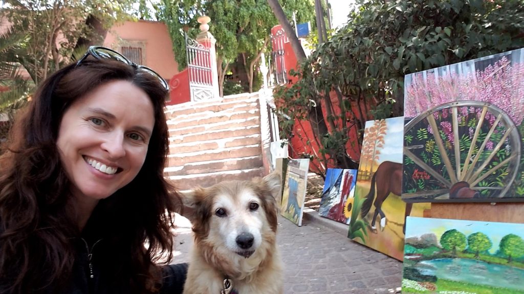 Tiffany and Hayley admiring the art in Juarez Park, San Migue de Allende, Mexico