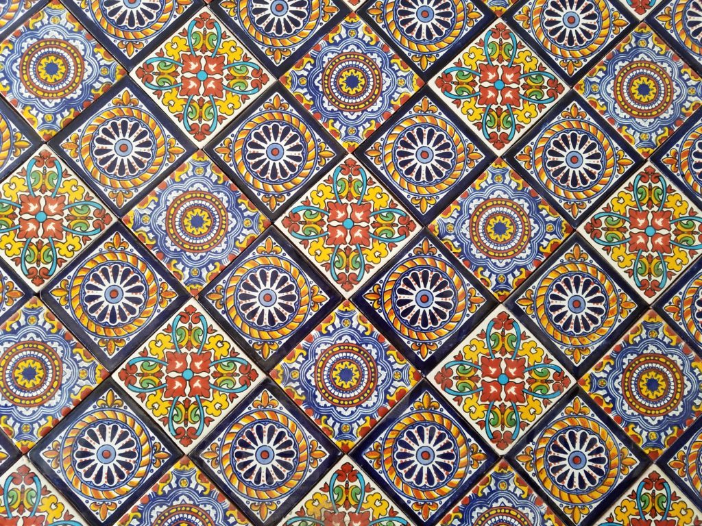 Tile collage in Dolores Hidalgo, Mexico