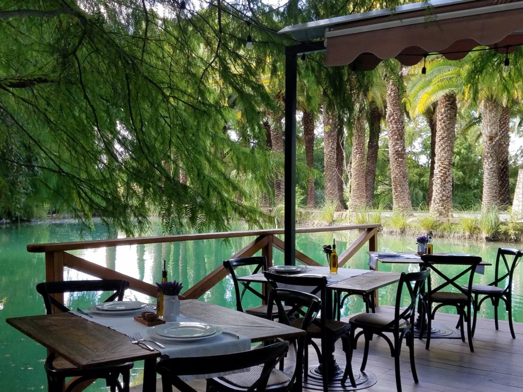 Outdoor Restaurant Overlooking the Lake at La Santisma Trinidad Winery, Mexico