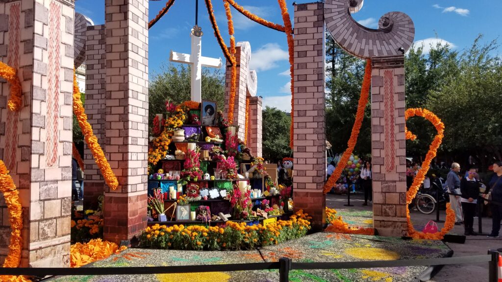 Elaborate altar in a plaza, Queretaro