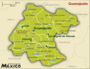 Map of Guanajuato, Mexico 