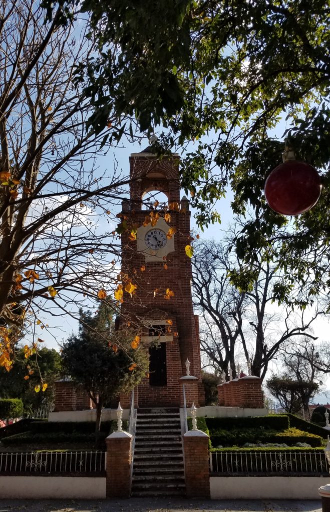 Clock tower in the plaza, Acambay