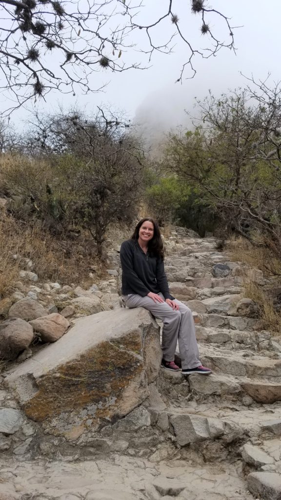 Tiffany resting on the trail up to Peña de Bernal.