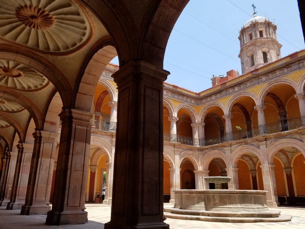 The first courtyard of the Regional Museum of Queretaro, formerly the Convent of Templo de San Francisco