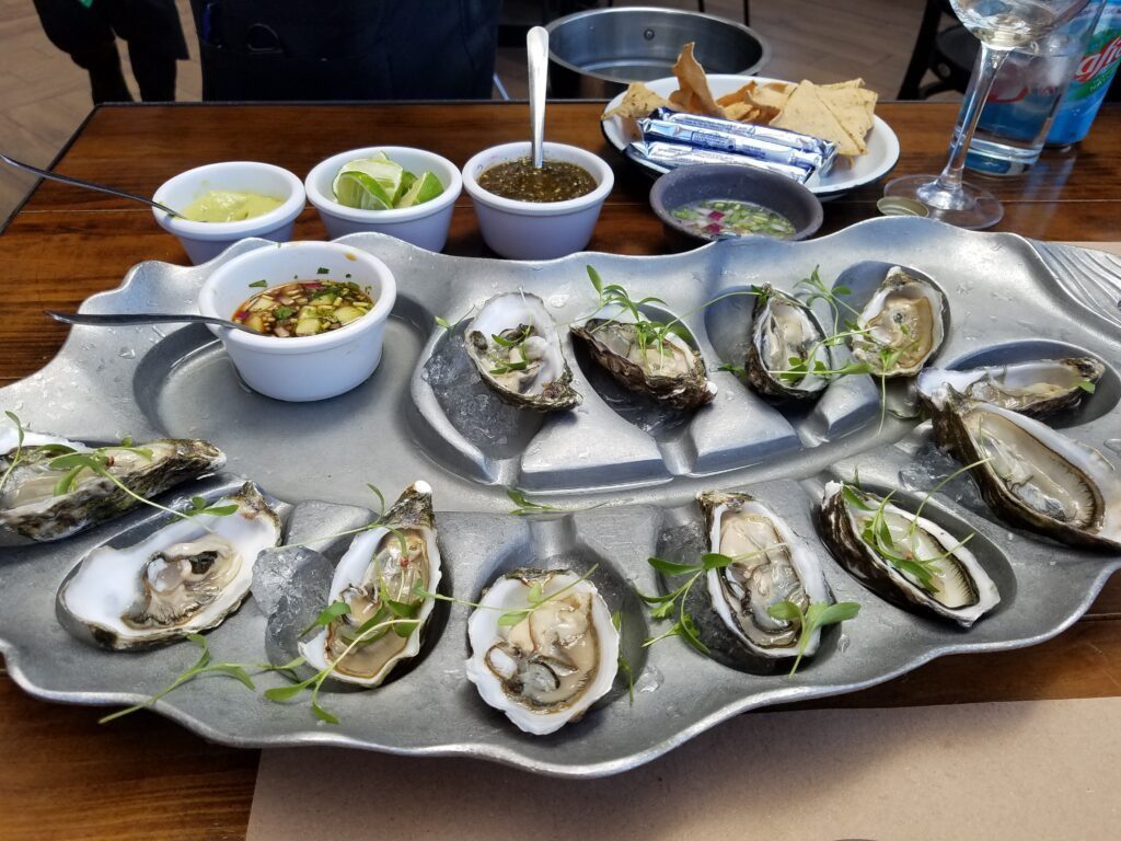 Oysters at Santa Mar restaurant in the Antea Lifestyle Center, Queretaro, Mexico