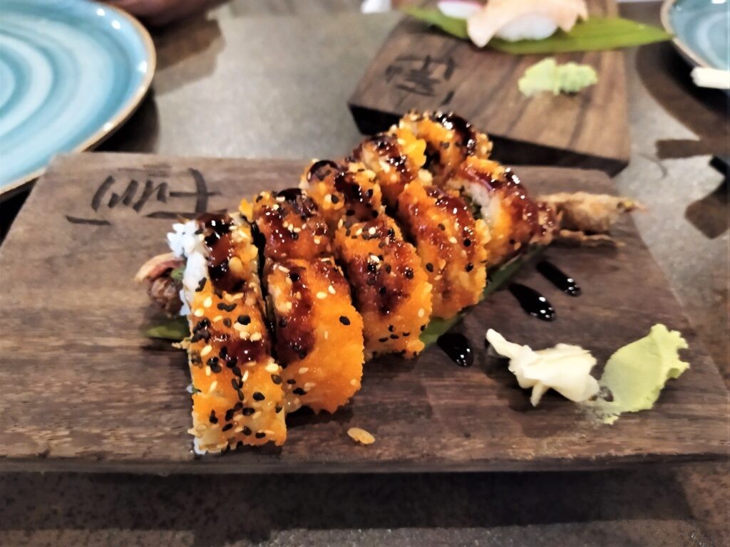 Sushi roll at Furi sushi restaurant, Queretaro, Mexico