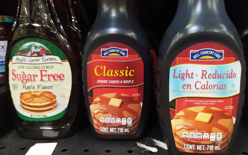 Pancake syrup at a grocery store in Mexico