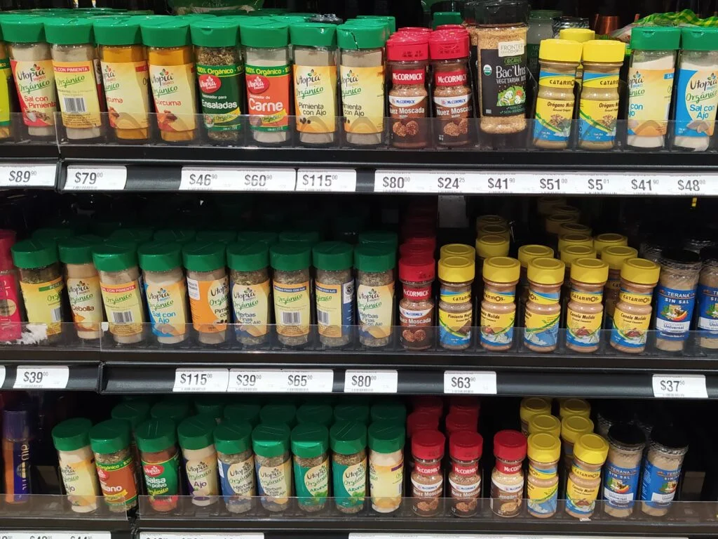 Seasonings at a grocery store in Mexico