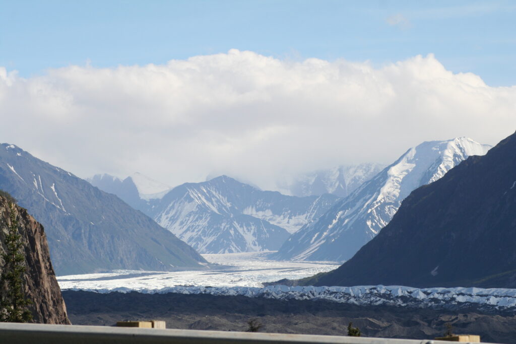 View of a receding glacier while driving to Valdez, Alaska
