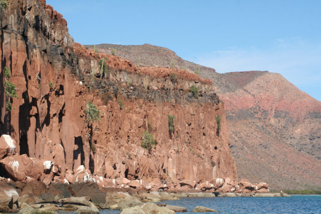Red cliffs of Gulf of California Islands, Mexico