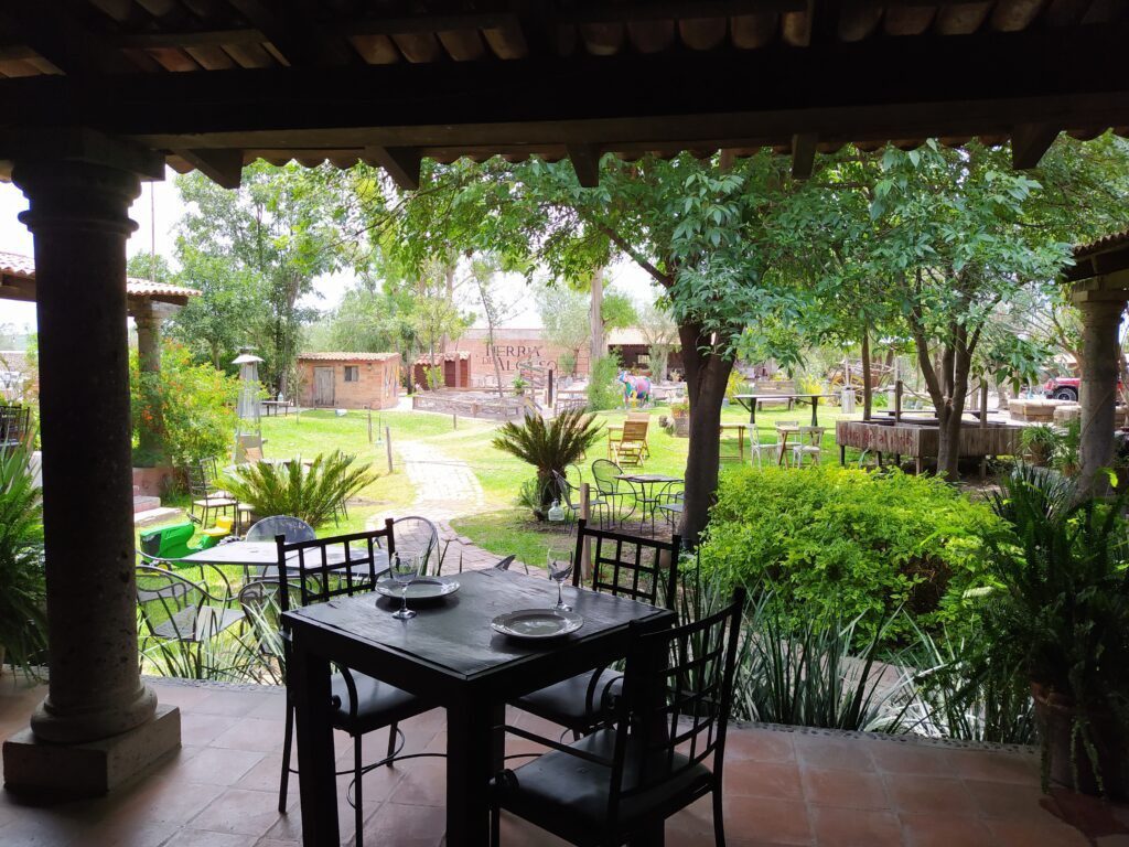 Restaurant terrace at Finca VAI Restaurant terrace at Finca VAI