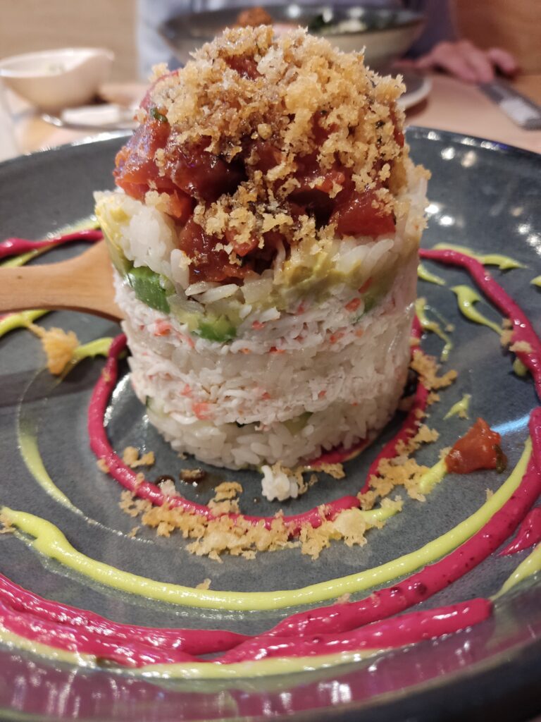 Sushi tower at Izakaya Sushi, Queretaro, Mexico